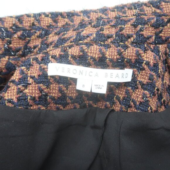 Veronica Beard Taja Houndstooth Plaid Tweed Double Breasted Blazer Jacket Size 8 - Picture 6 of 15